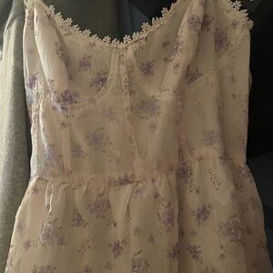Lulu's White and Purple Floral Dress